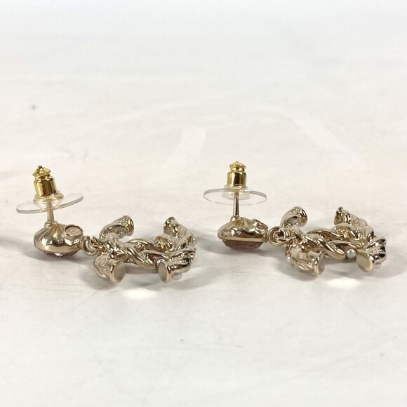 CHANEL Pink Pearl Logo Earrings